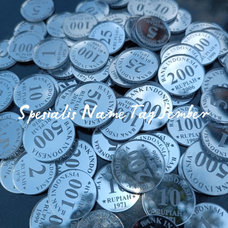 Replika Uang Koin Kuno 22 & 23 rupiah bahan mahar akrilik silver/perak dummy replika Uang kuno mahar
