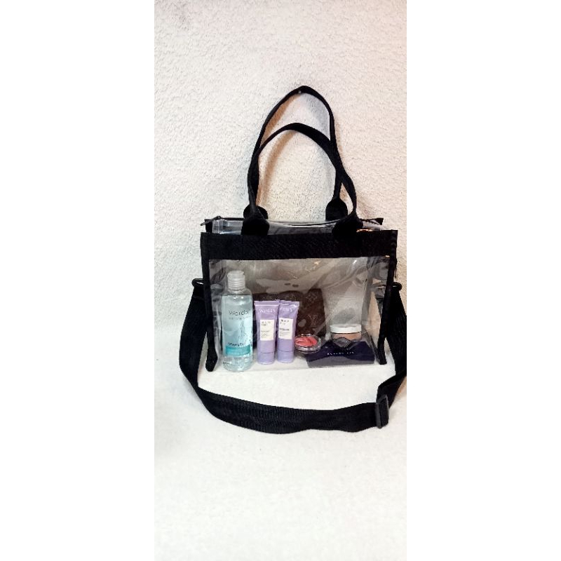 tas wanita resleting Mika/PVC transparan