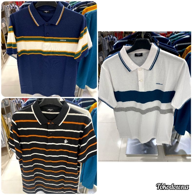 kaos/baju polo pria motif garis-garis brand osella (s-xl)