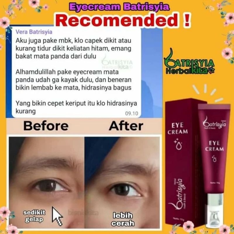 BISA COD ! Eye cream batrisyia herbal/ cream mata panda/cream kantung mata/ cream milea