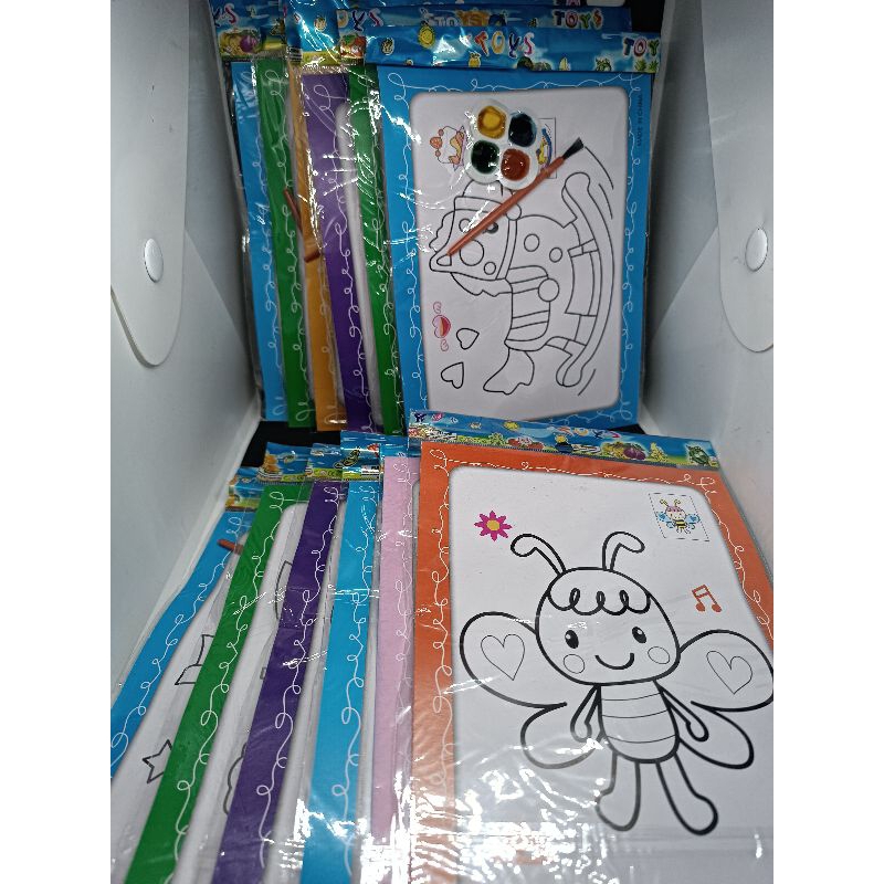 Mainan Lukisan Kertas Cat Air bergambar 2 sisi 4 warna 1 pcs