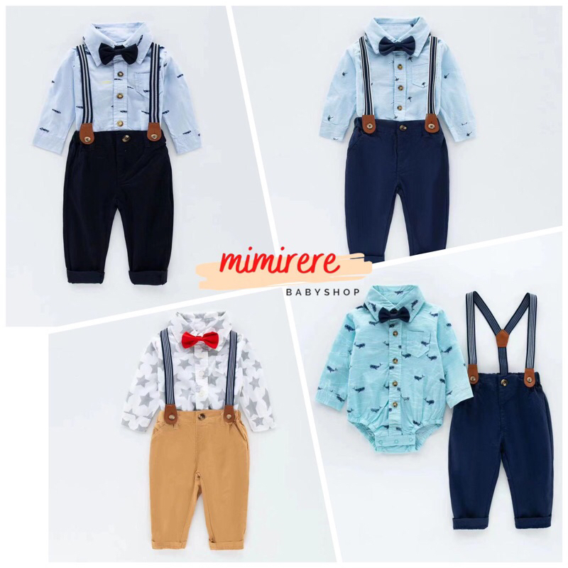 Catell Love Setelan Panjang Overall Set Anak Baby Boy Tuxedo Suspender