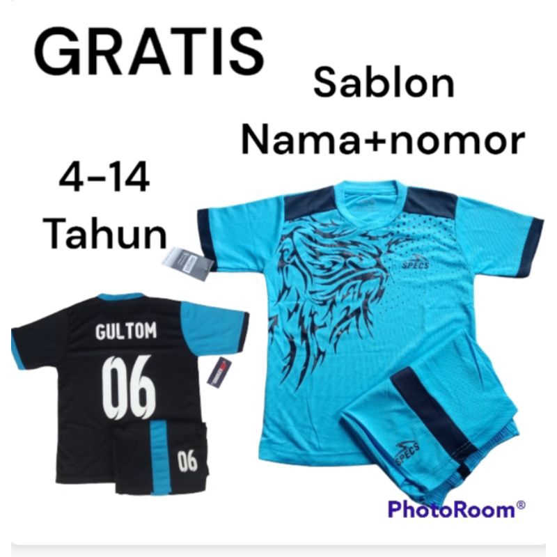 Gratis sablon nama dan nomor punggung baju bola anak usia 4 sampai 14 tahun