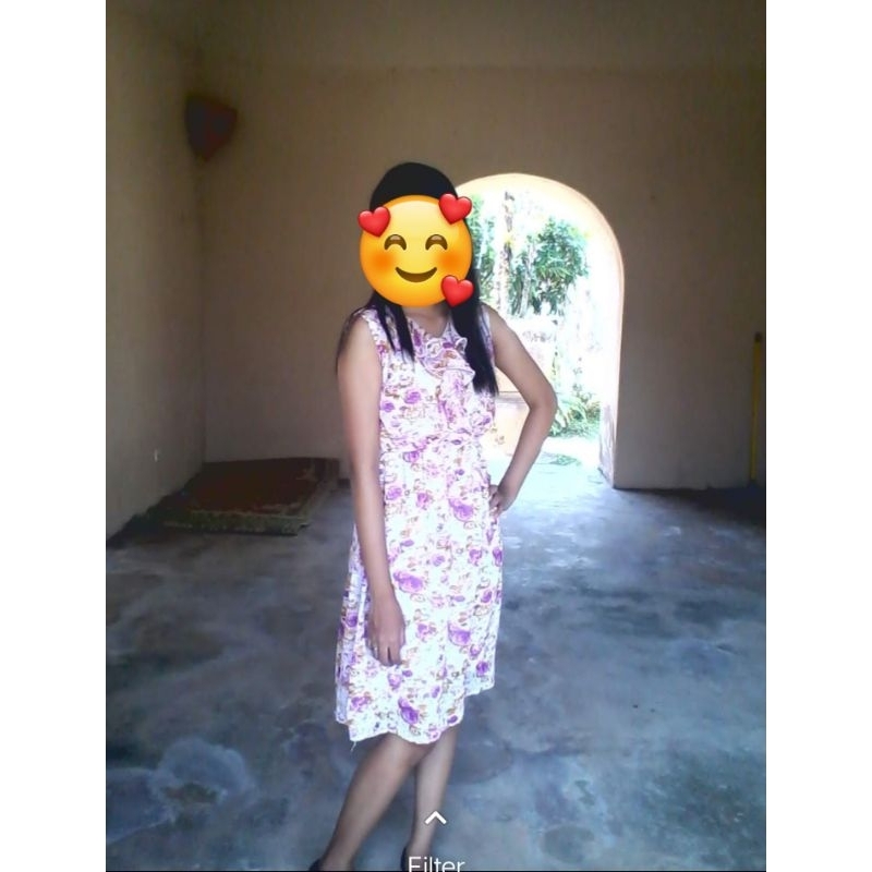 [PRELOVED] Dress Motif Bunga Sifon