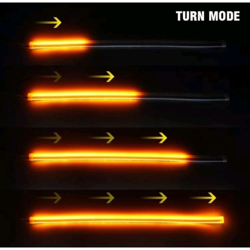 Lampu Alis LED Slim Alis DRL 30CM Fleksibel waterproof ukuran 30cm 2 mode running motor mobil
