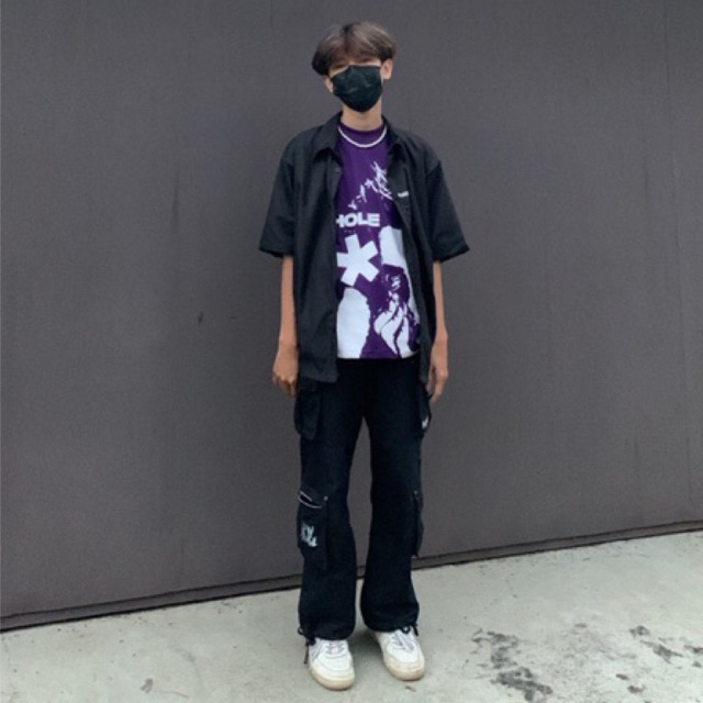 Workshirt Boxy Sweet Love Shirt Hitam Unisex Neophyte