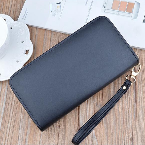 DOMPET PANJANG WANITA KOREA FASHION BRANDED MUAT HP BATAM IMPORT 2 RESLETING KULIT HITAM MODICA WA639B5 PREMIUM KARTU KOIN REMAJA KEKINIAN CEWEK SIMPLE LUCU