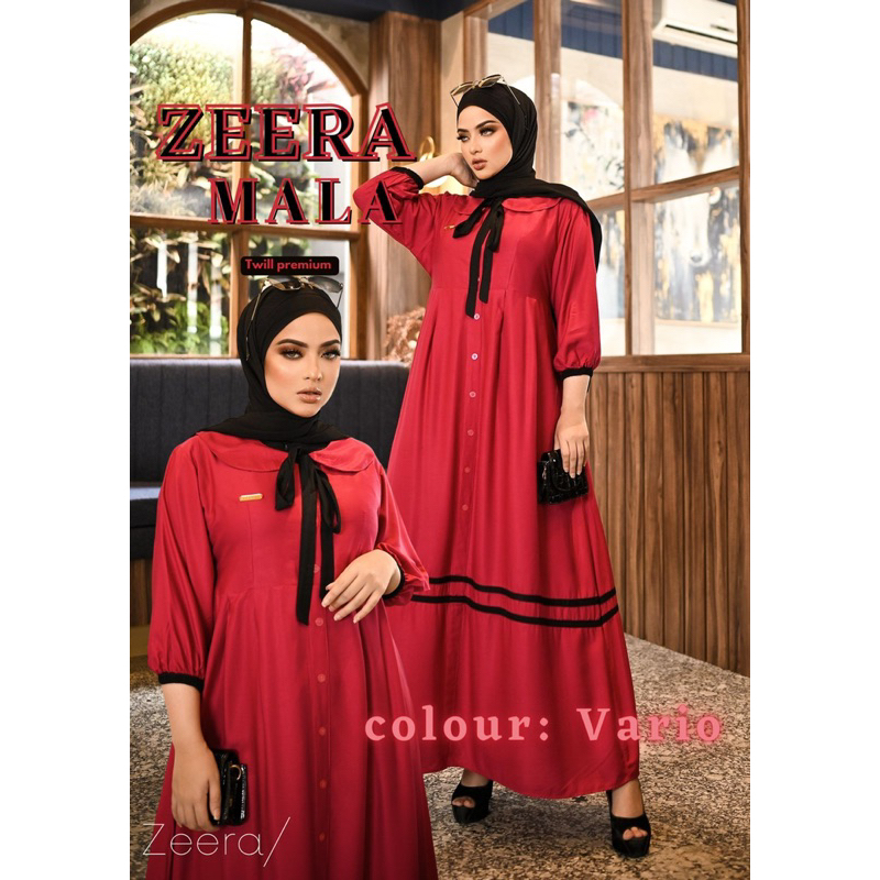 Daster Arab Zeera MALA Midi Dress Busui Twill Premium Ori