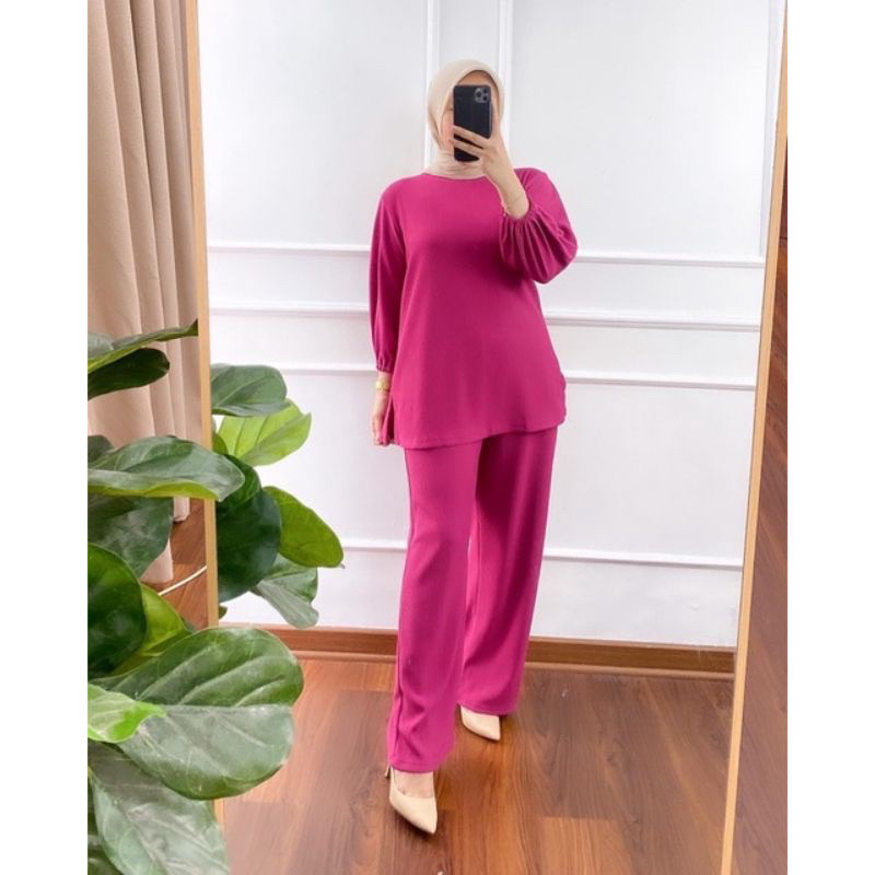 SET KARET STELAN RAJUT RIB KNIT POLOS CANTIK GROSIR MURAH VIRAL SETCEL KNIT TERBARU