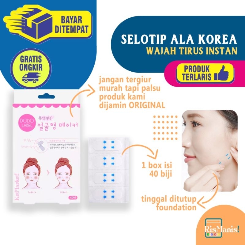 FACE LIFT V-SHAPE TAPE DODO LABEL Selotip Ajaib Wajah Tirus Instan Tanpa Operasi Trend Makeup Korea