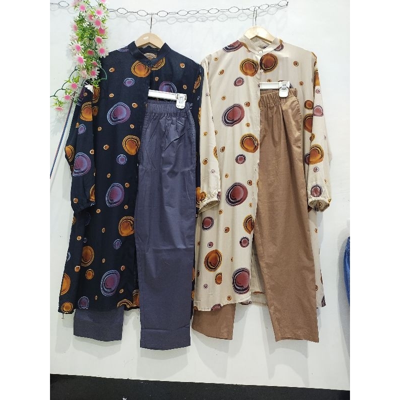 SET LONG TUNIK JUMBO/SET TUNIK RAYON/SETELAN WANITA