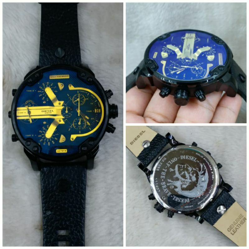 Jam tangan Pria DIESEL Godzilla DZ Leather Chronograph 4 time aktif