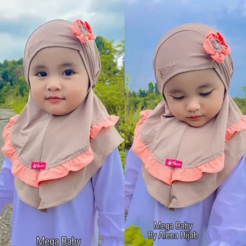 Hijab Baby MEGA Ori Alena • Jilbab Bergo Jersey Premium Anak Bayi 3 - 18 bln