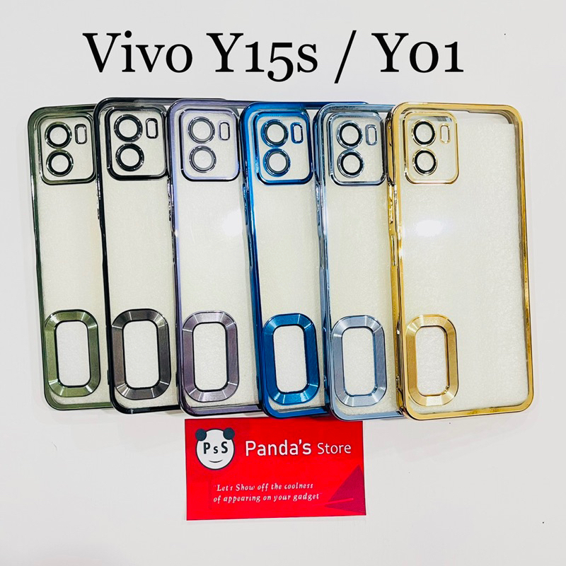 Softcase Vivo Y15s / Y01 Lens Protector Circle Chrome Logo Clear Case