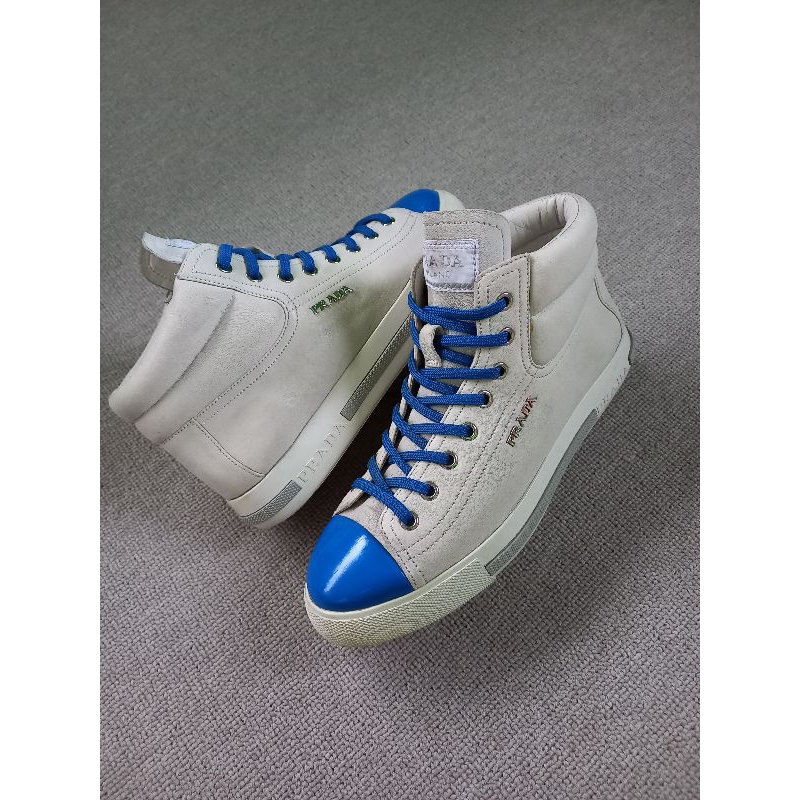 Sepatu Prada Blue Light Grey High Sneaker | 36.5