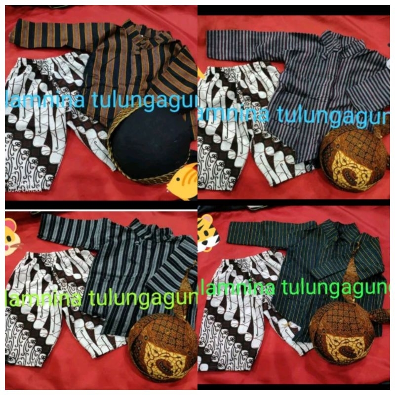 setelan celana batik baju lurik sorjan Surjan blangkon lurik