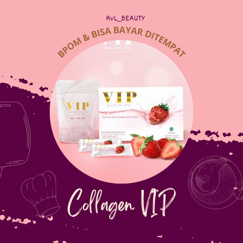 

Pouch isi 7 Sachet ] VIP Collagen Kemasan Pouch Lebih Hemat dan VIP COLLAGEN BUBUK MINUMAN SERBUK RASA STRAWBERRY POWDER DRINK B