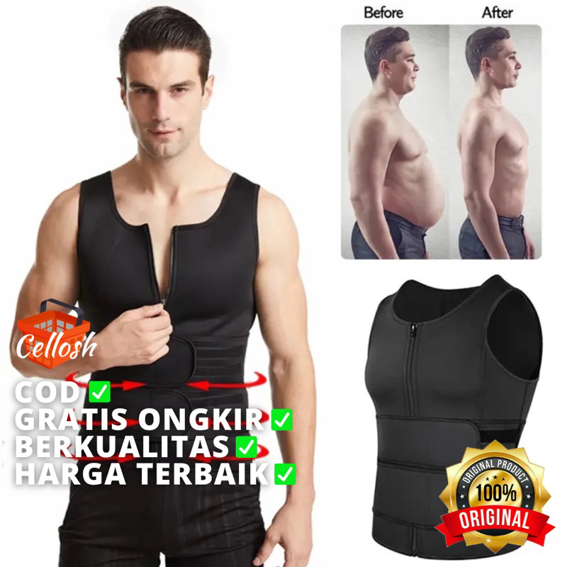 Korset Pria Pembakar Lemak Perut Buncit Pria Pembentuk Badan Pria Shaper Waist Trainer Fat Burner