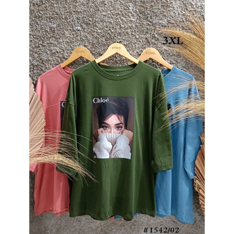 LD120 Kaos XXXL 3XL lengan 7/8 jumbo bigsize oversize combed cotton Combed