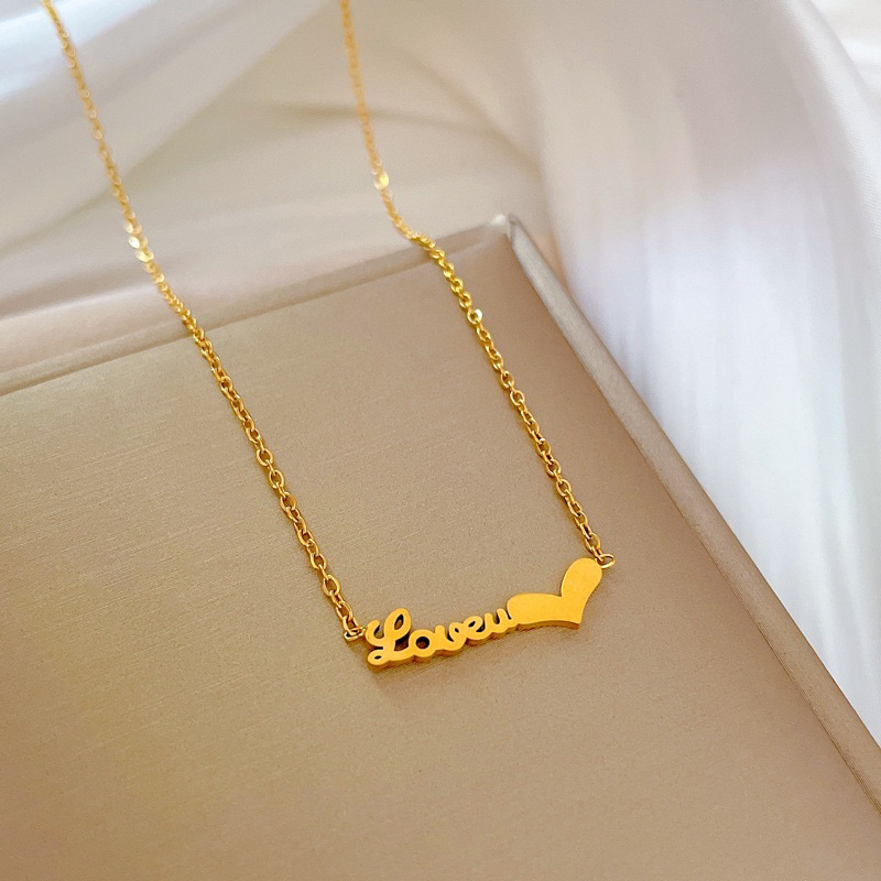 kalung tulisan love titanium asli