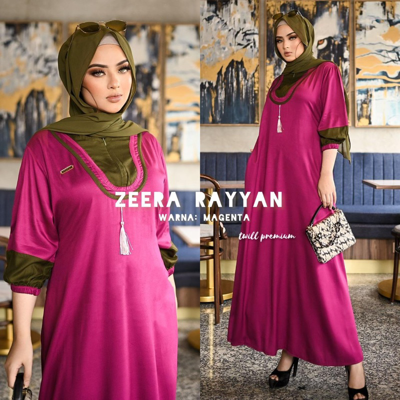 Daster Arab Zeera RAYYAN Midi Dress Busui Twill Premium Big Size