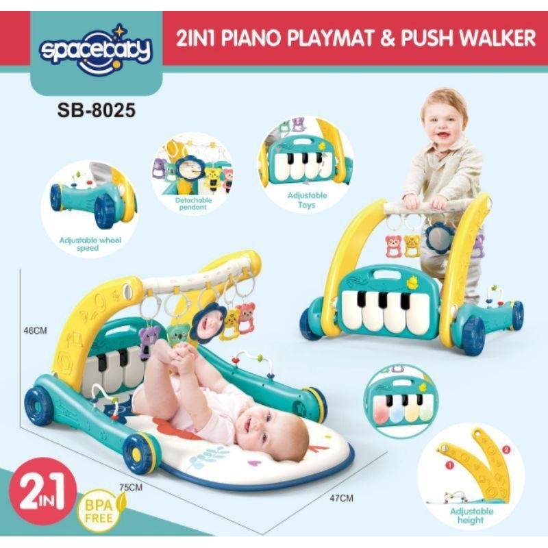 SPACEBABY 2 in 1 PIANO Rack & Walker  PIANO PLAYGYM Baby Gym Matras