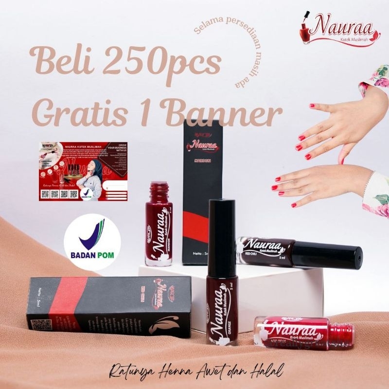 (PROMO TERMURAHHH)NAURA KUTEK MUSLIMAH NAIL HENNA HALAL