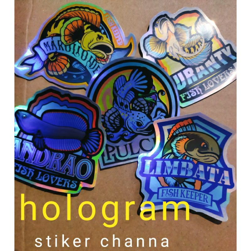 stiker aquarium hologram ikan galak