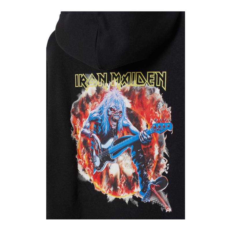 ( 8.8 ) Hoodie H&amp;M Unisex Iron Maiden Sablon Black Hitam Flecee Katun Lembut Tebal, Free Papperbag