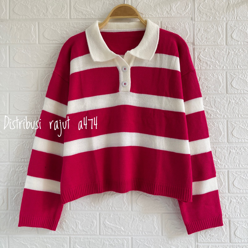 POLO SWEATER STARLA BLASTER BLOUSE STRIPPE LENGAN PANJANG-NANDY Fanta