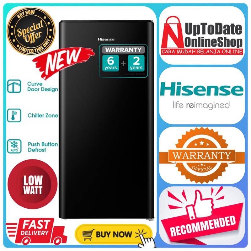 KULKAS 1 PINTU HISENSE RR198D4IBN RR195D4IGN 157L SUPER LOW WATT FAST COOLING LEMARI ES 1 PINTU