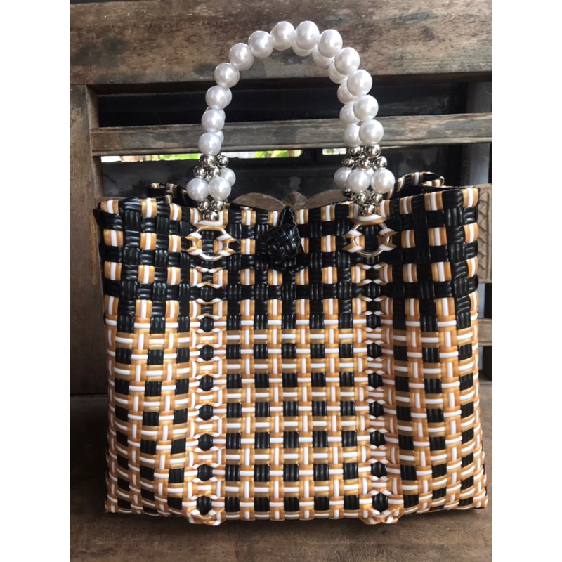 Tas Anyaman Jali Premium handle mutiara/tas pesta//Tas undangn