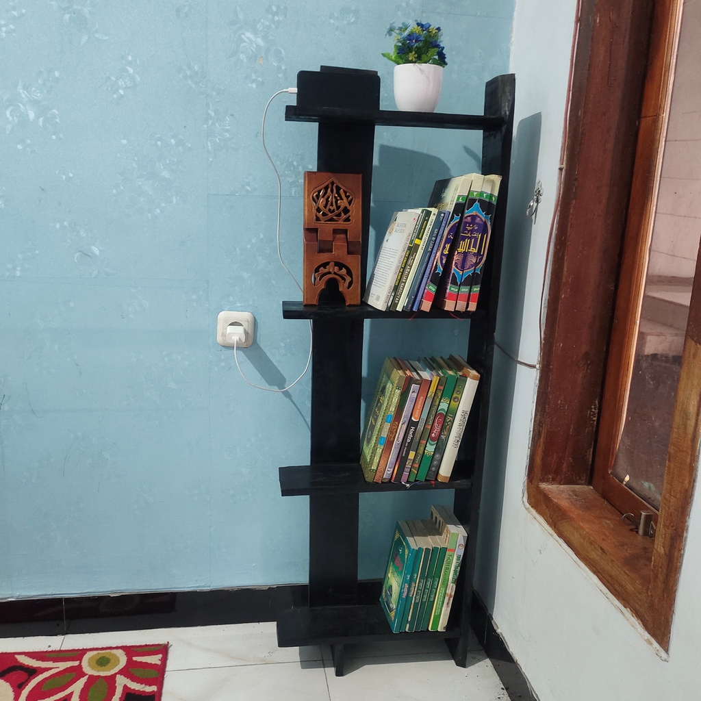 RAK SUDUT RUANG TAMU MINIMALIS POJOK DINDING BUKU BUNGA HIASAN KAMAR AESTHETIC SUSUN 5 SERBAGUNA