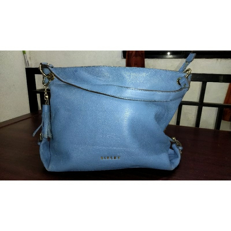 Tas Kulit Asli Biru Muda Brand Sisley