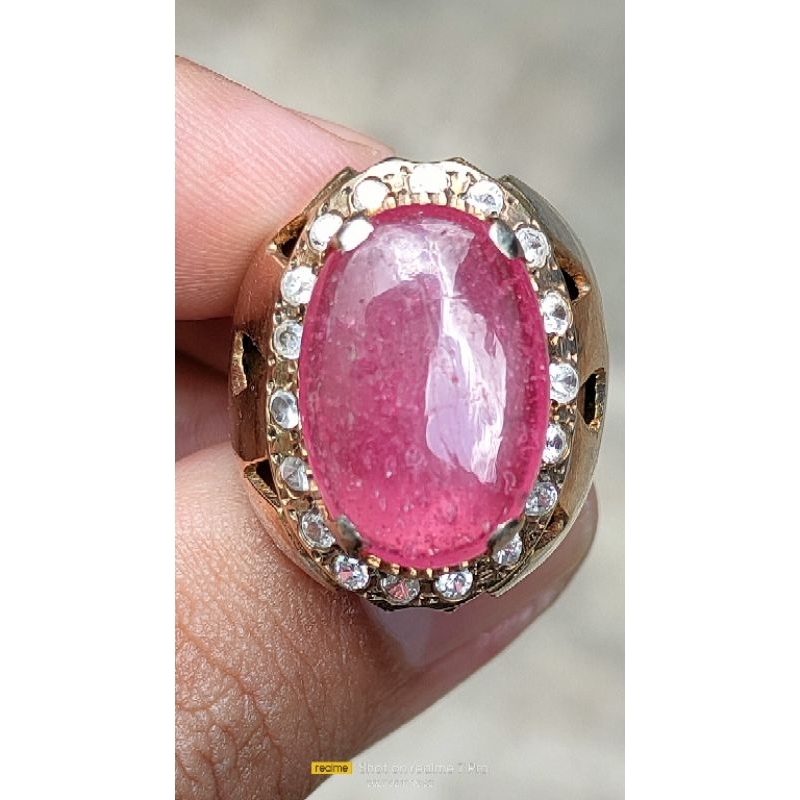 cincin natural ruby+memo ring perak