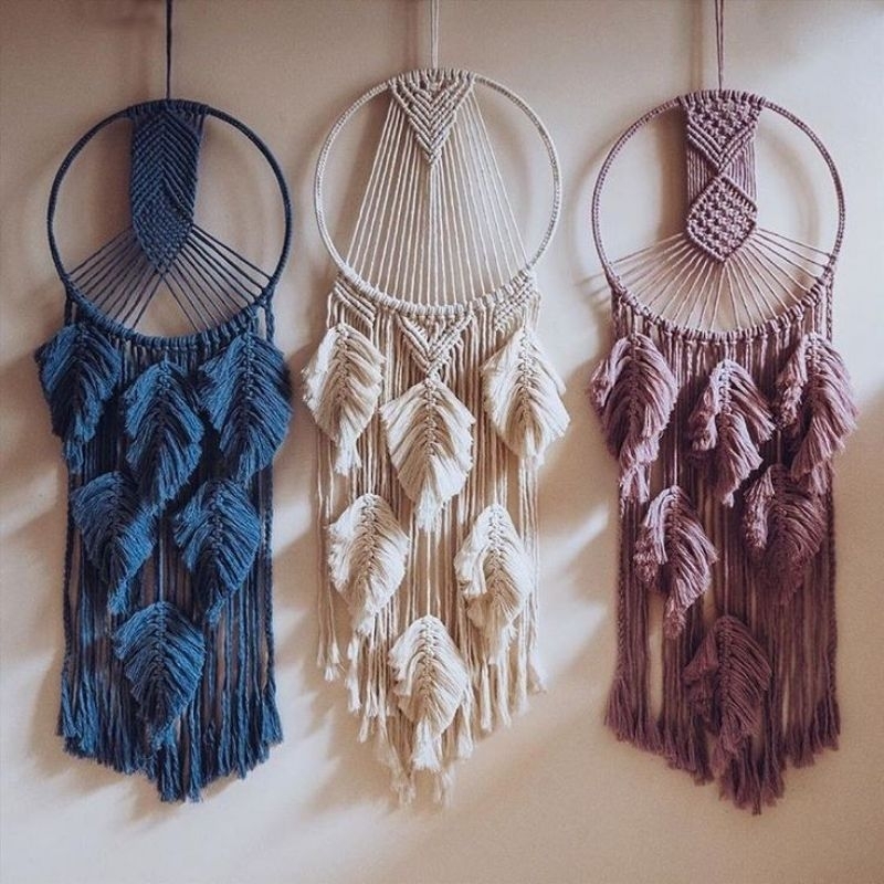 hiasan dinding macrame daun cantik. hiasan kamar