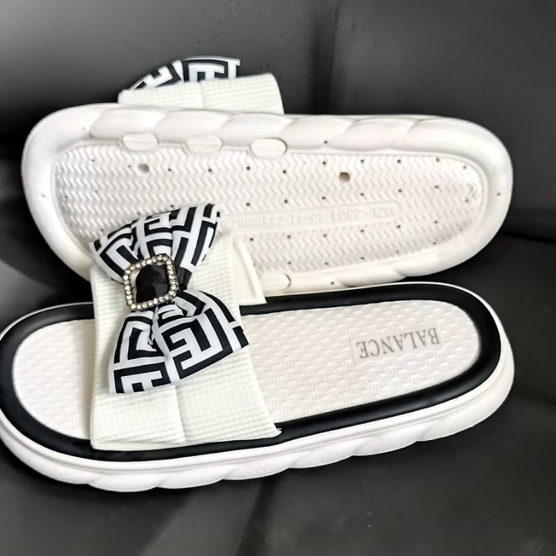 Sandal wanita import Sandal perempuan terbaru Selop balance trendy sendal karet jelly motif pita gesper