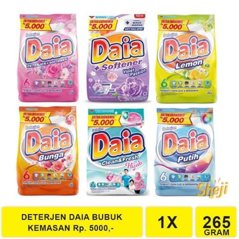 daia detergent bubuk 265gr (5.000) varian random