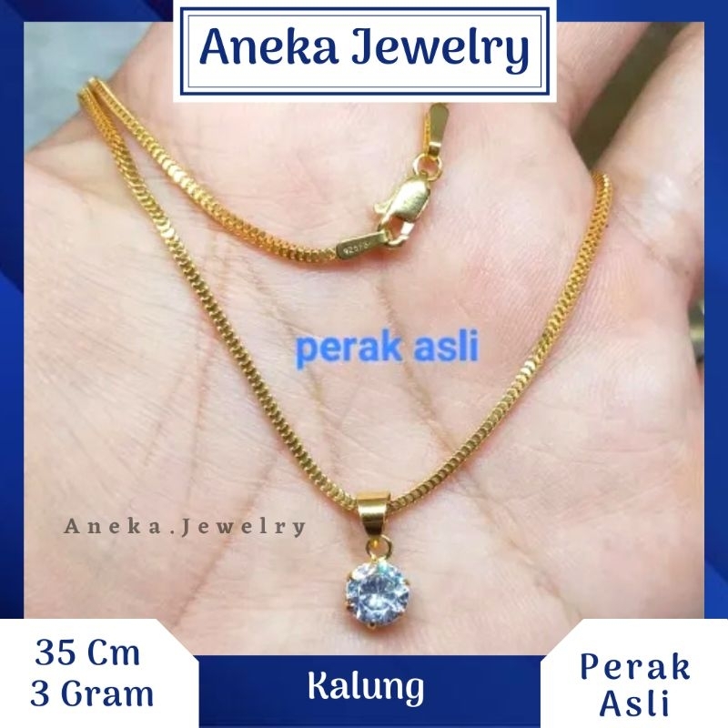 Kalung Milano Anak + Liontin Desi, Sepuh Emas Kuning, Perak 925