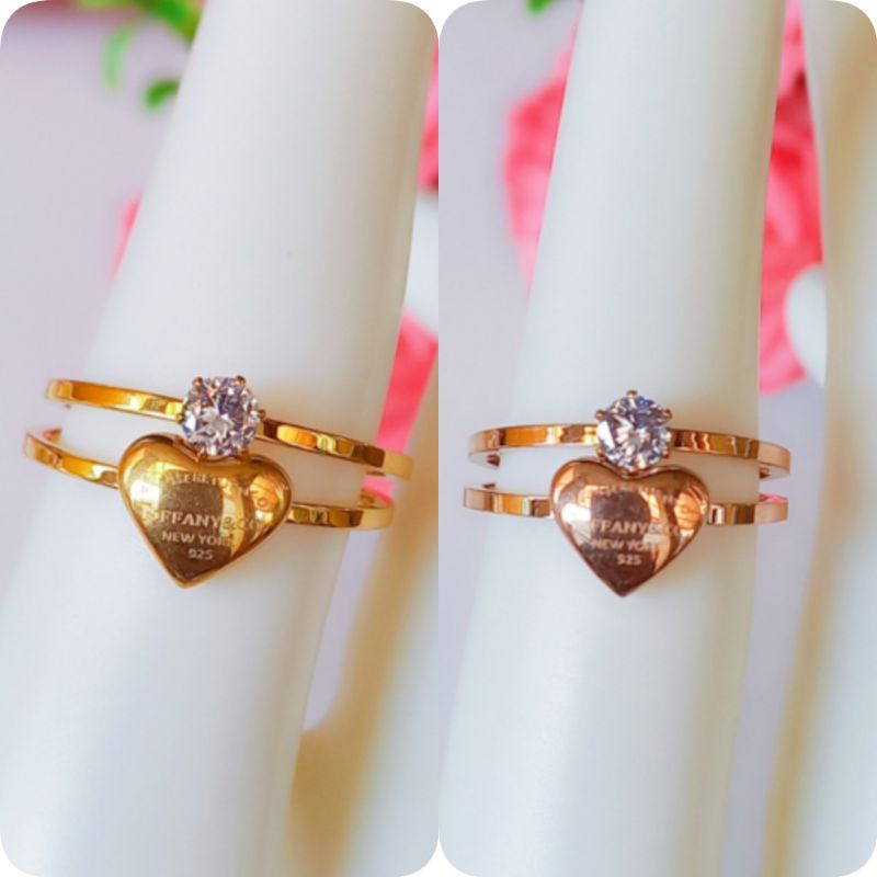 2 pcs Cincin Love Titanium