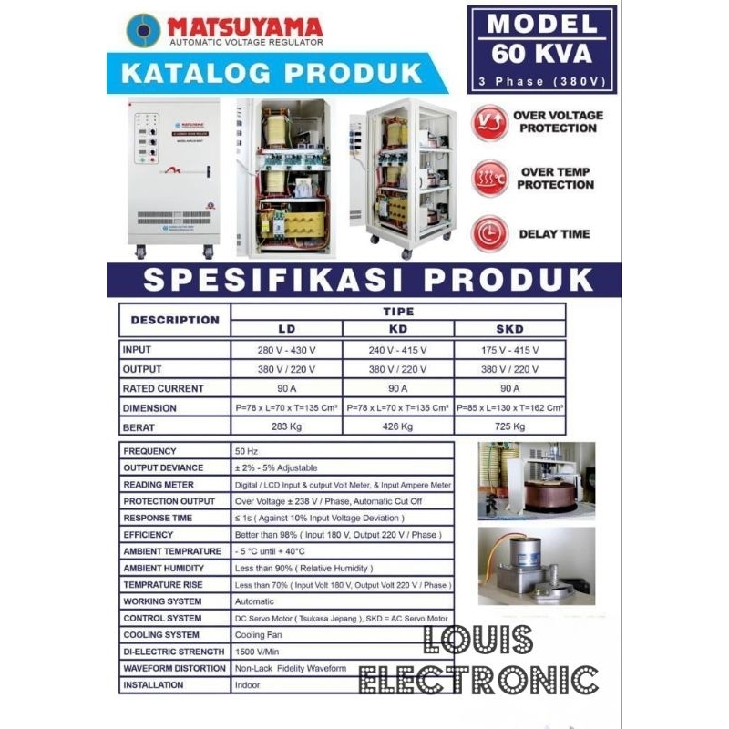 Stabilizer MATSUYAMA AVR 60000 VA Tipe LD 60 KVA 3 Phase ( Free Jasa Pasang Khusus Medan)