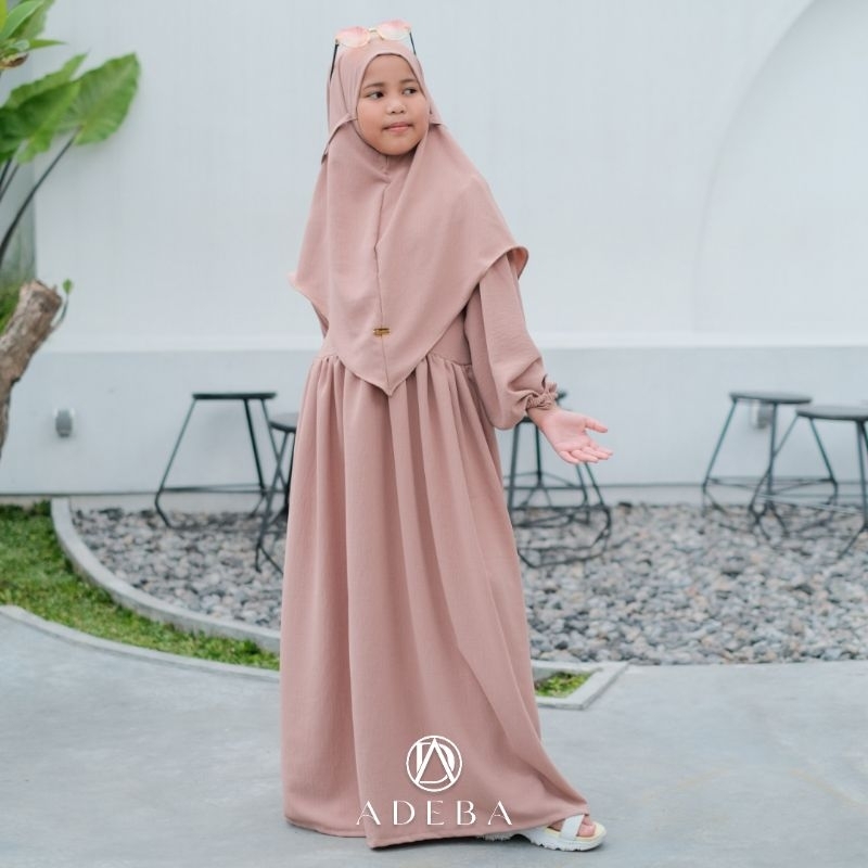 GAMIS SET JILBAB ANAK CRINKLE - AMEENA SET