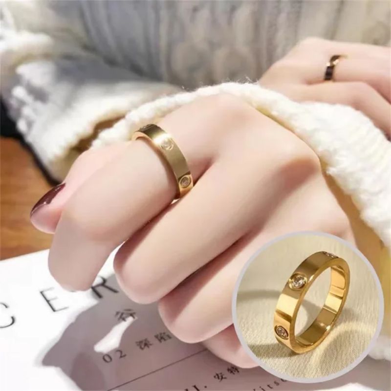 cincin titanium perhiasan wanita pria anti luntur