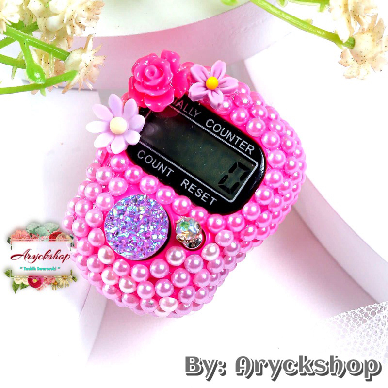 Tasbih digital Ombre Fanta Ungu Fressia Flower Tasbeh blink bling hias mutiara swarovsky