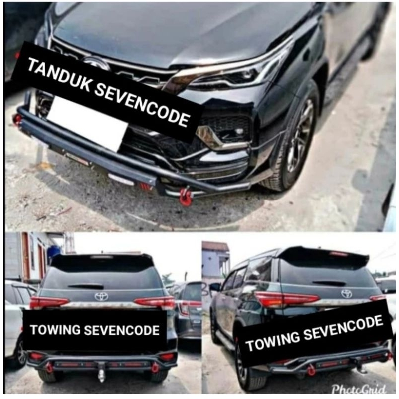 Paket Tanduk Towing Cobra Sevencode Depan Belakang Fortuner 2022-2023