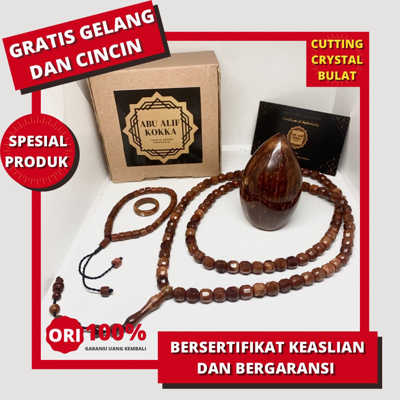 PREMIUM QUALITY Tasbih Kokka Bersertifikat Keaslian Motif Kristal Terbaru Tasbih Kaukah