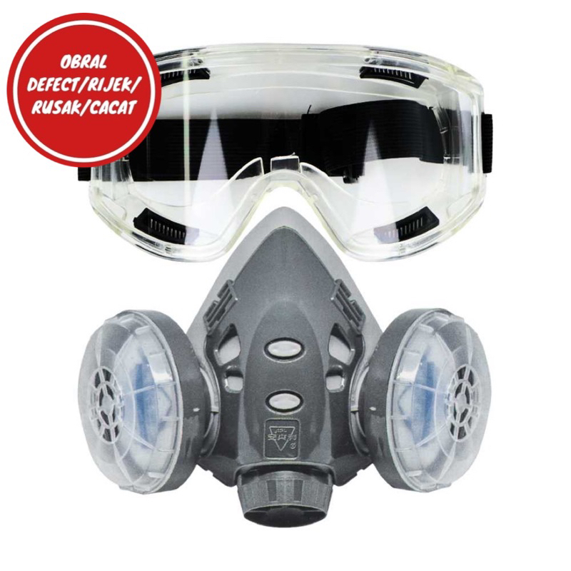 [OBRAL RIJEK] 308Plus Masker Gas Respirator Anti-Dust Chemical Safety Glasses - SF03