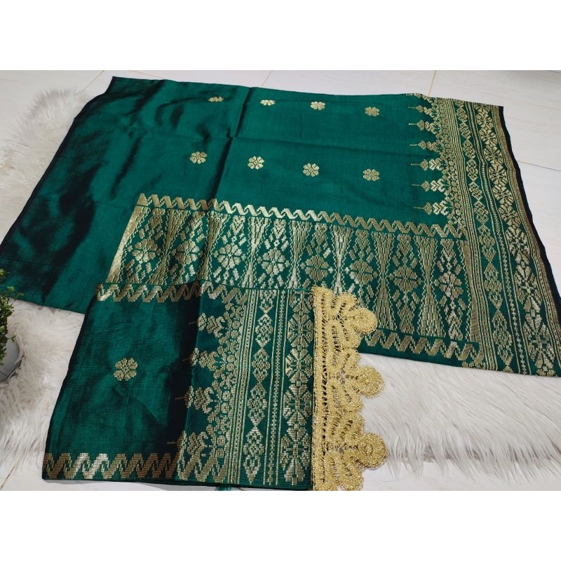 Songket silungkang warna hijau gold rendo koto gadang , Songket Padang