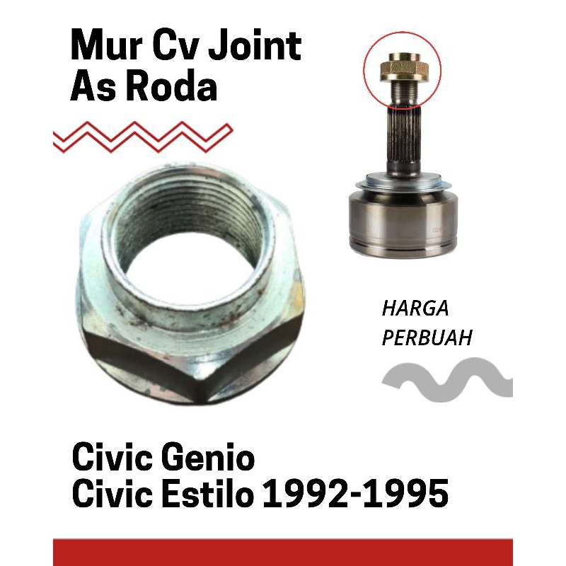 Mur Baut Cv Joint As Roda Civic Genio, Civic Estilo 1992 1993 1994 1995