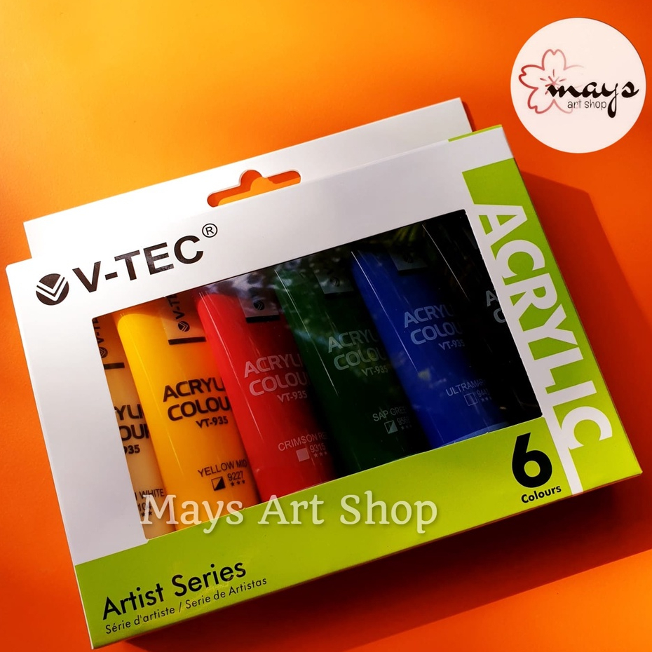 

RK Cat Akrilik Set Lukis V-Tec Isi 6 Warna Dasar x 30 ml / Vtec Acrylic Paint Color 6x30 ml Colour